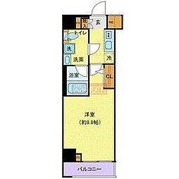 クロストン川崎 1Kの間取図画像