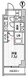 グラシアプレイス大森町 1Kの間取図画像