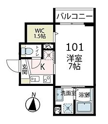 サンテブランシュ川崎 1Kの間取図画像