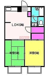 クレール新川崎 2LDKの間取図画像