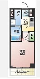 スカイコート川崎西口 1Kの間取図画像