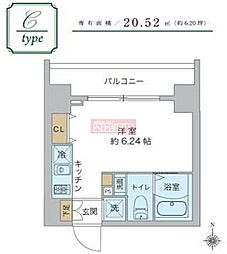 スプランディッド品川 ワンルームの間取図画像