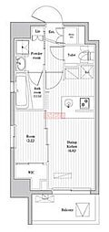 アジールコート蒲田 1DKの間取図画像