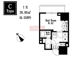 レジディア大森3 1Kの間取図画像