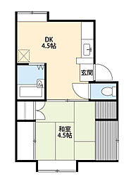 葉月荘 1DKの間取図画像