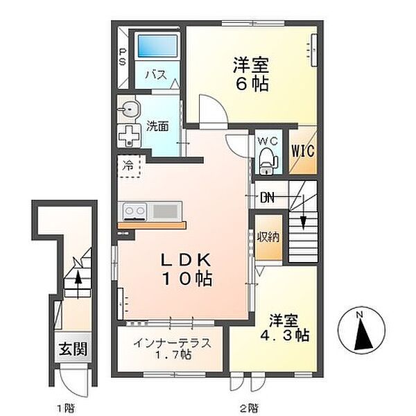 ステラコートA 201｜栃木県栃木市平柳町１丁目(賃貸アパート2LDK・2階・53.90㎡)の写真 その2