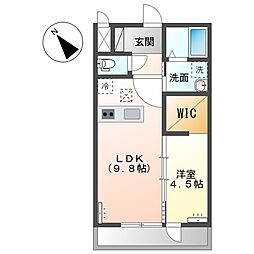 グレイスコート 1階1LDKの間取り