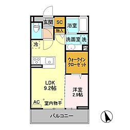 ピーノ・ヴィオラ　住居 2階1LDKの間取り