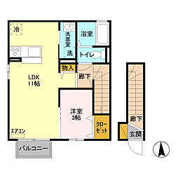 サウザンドサニーB 1LDKの間取図画像