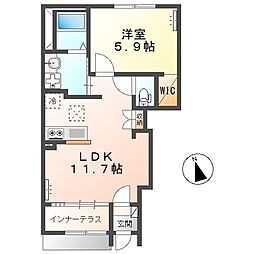 M6M 1LDKの間取図画像