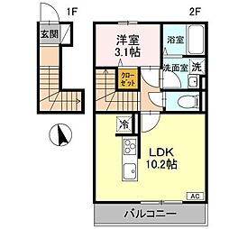 トリシアルミエール 1LDKの間取図画像