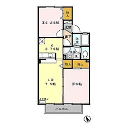 スウィートグラスA 2LDKの間取図画像