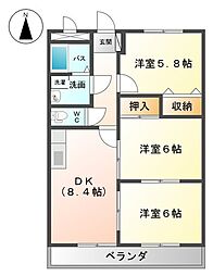 ヴァンベール1 3DKの間取図画像