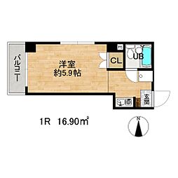 シャンテ美里 2階ワンルームの間取り