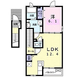 JR仙山線 陸前落合駅 5.5kmの賃貸アパート 2階1LDKの間取り