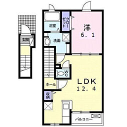 JR仙山線 陸前落合駅 5.5kmの賃貸アパート 1階1LDKの間取り