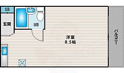 シックスブロック淡路 ワンルームの間取図画像