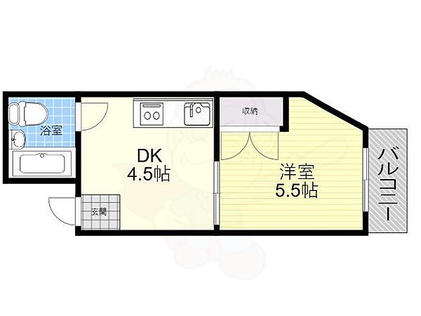 サンコーポ東中島 ｜大阪府大阪市東淀川区東中島１丁目(賃貸マンション1DK・4階・20.00㎡)の写真 その2