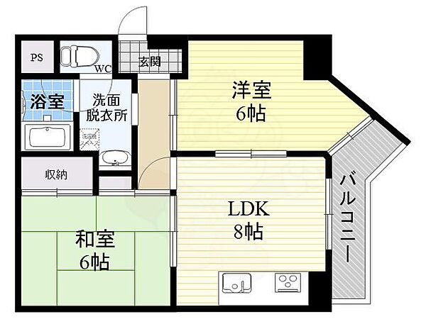 大阪府大阪市東淀川区豊里７丁目(賃貸マンション2LDK・4階・45.92㎡)の写真 その2