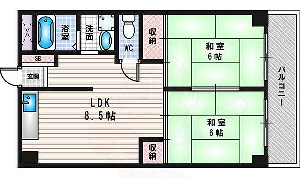 ビラ新大阪 ｜大阪府大阪市淀川区西中島４丁目(賃貸マンション2LDK・5階・45.00㎡)の写真 その2