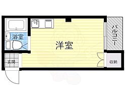 ツインハイツA棟 ワンルームの間取図画像