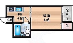 第1生島ハイツ 1DKの間取図画像
