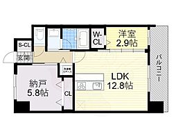 スプランディッドライズ新大阪ノース 1SLDKの間取図画像