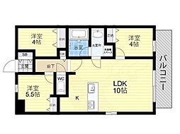 アーバンパーク淡路 2階3LDKの間取り
