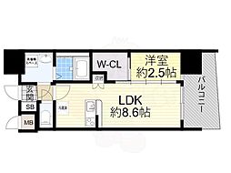 セレニテ新大阪ミラク弐番館 14階1LDKの間取り