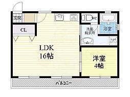 谷田十三マンション 1LDKの間取図画像