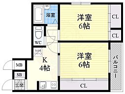 エレガンスファイブ 2Kの間取図画像