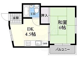 緒方マンション 1DKの間取図画像