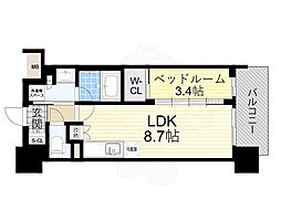 大阪市淀川区宮原5丁目マンション 1LDKの間取図画像