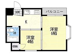 三国パラシオン 2Kの間取図画像