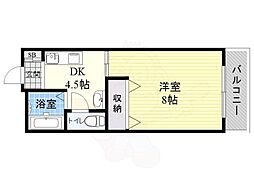 レジデンス川久 1DKの間取図画像