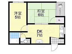 レジデンス三津屋 2DKの間取図画像
