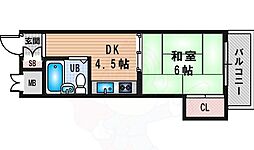 国本エレガンス新大阪 1DKの間取図画像