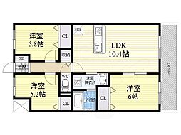 タイガーアネックス 3LDKの間取図画像