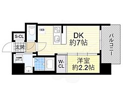 セレニテ十三ミラク 1DKの間取図画像