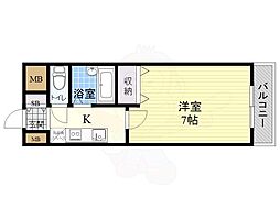 ローズコーポ西中島 1Kの間取図画像