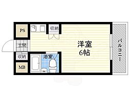 朝日プラザ梅田北デラ・リブジェ ワンルームの間取図画像