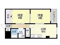 アーベル北淀 2LDKの間取図画像