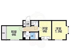 シャンボール淀川3 2DKの間取図画像