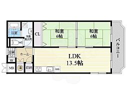 ローズコーポ新大阪5 2LDKの間取図画像