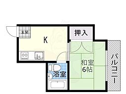 シャトー宮原一番館 1Kの間取図画像
