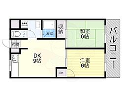 第2あかつきマンション 2DKの間取図画像