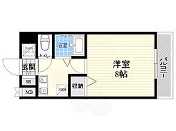 エクセレント上新12 1Kの間取図画像