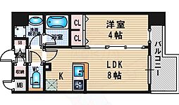 アーバネックス新大阪 1LDKの間取図画像