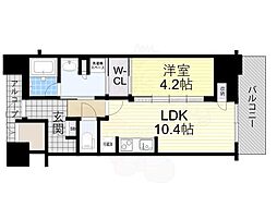 ジオタワー大阪十三 1LDKの間取図画像