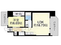 プレジオ新大阪EURO 1LDKの間取図画像